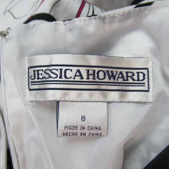 Jessica Howard Dress Womens Size 8 White Floral Fit & Flare Cocktail Picnic - Picture 2 of 11